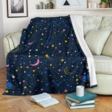 Space Pattern With Planets, Comets, Constellations And Stars Premium Blanket