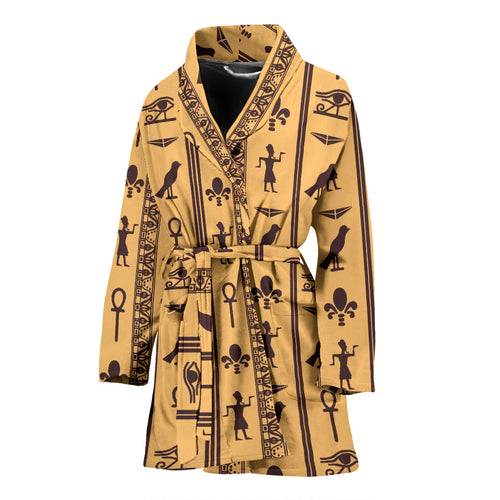 Egypt Hieroglyphics Pattern Print Design 02 Women's Bathrobe