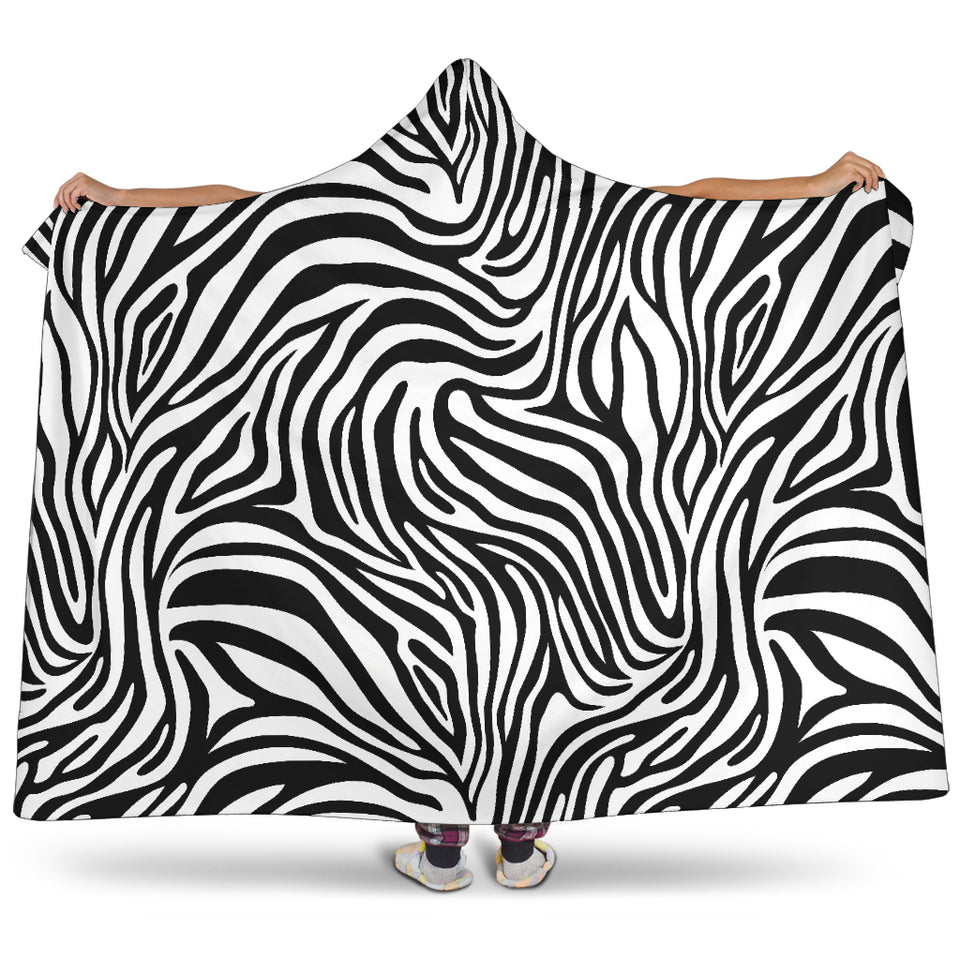 Zebra Skin Pattern Hooded Blanket