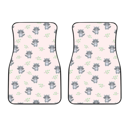 Cute Raccoons Leaves Pattern Front Car Mats