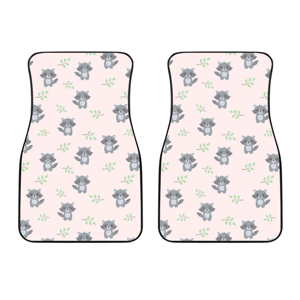 Cute Raccoons Leaves Pattern Front Car Mats