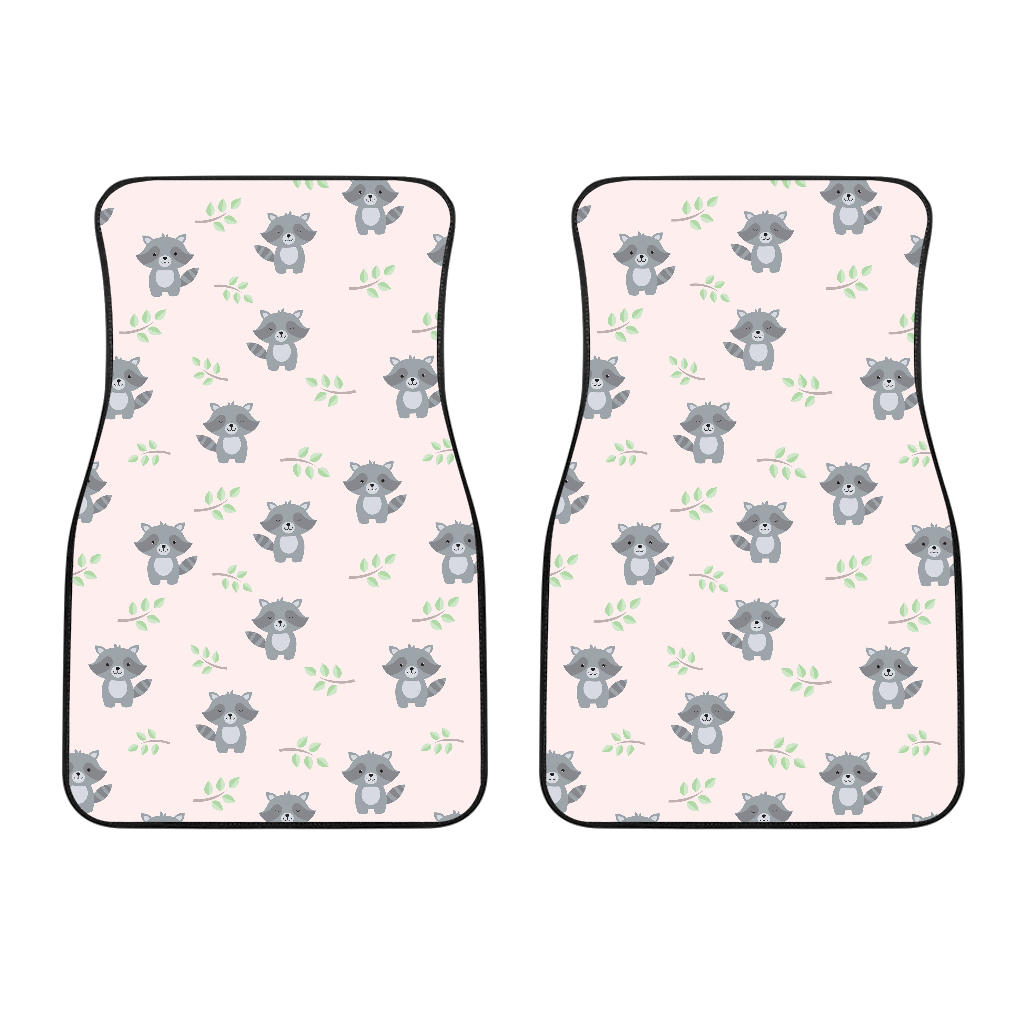 Cute Raccoons Leaves Pattern Front Car Mats