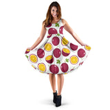 Passion Fruit Design Pattern Sleeveless Midi Dress