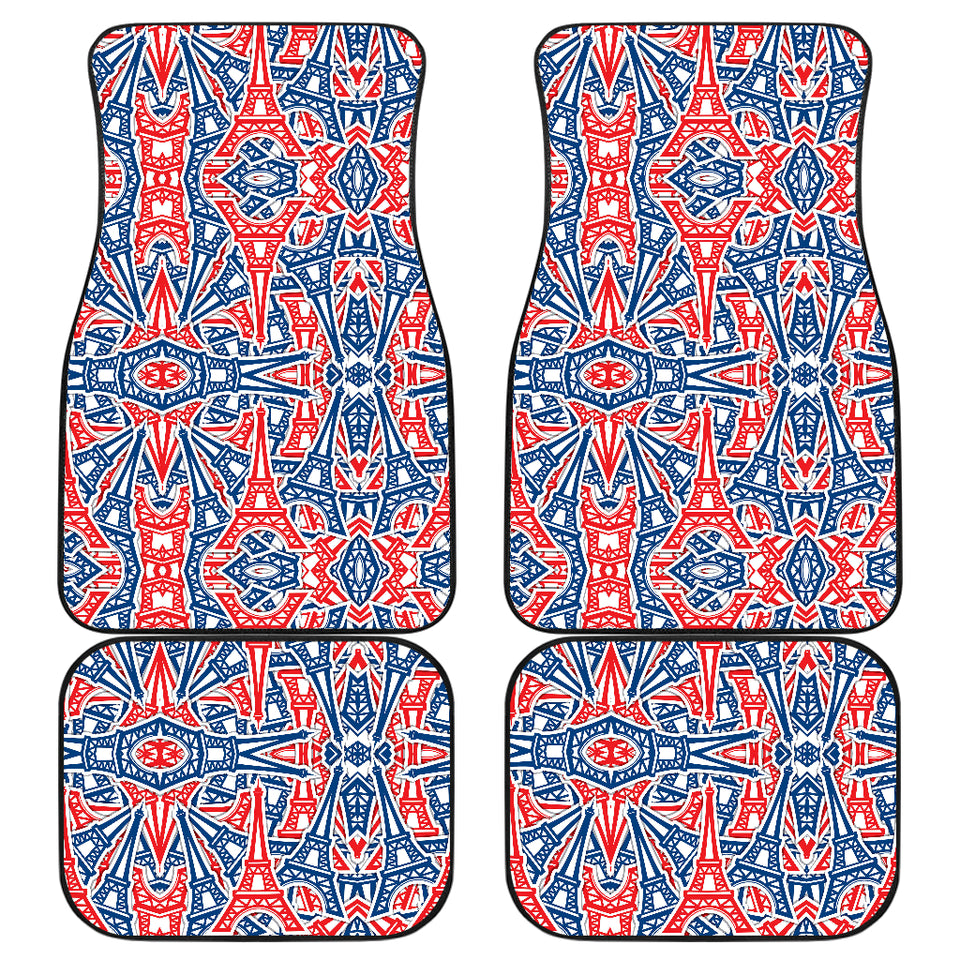 Eiffel Tower Pattern Print Design 02 Front and Back Car Mats