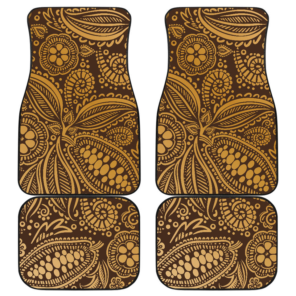 Cocoa Beans Tribal Polynesian Pattern Background Front And Back Car Mats