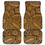 Cocoa Beans Tribal Polynesian Pattern Background Front And Back Car Mats