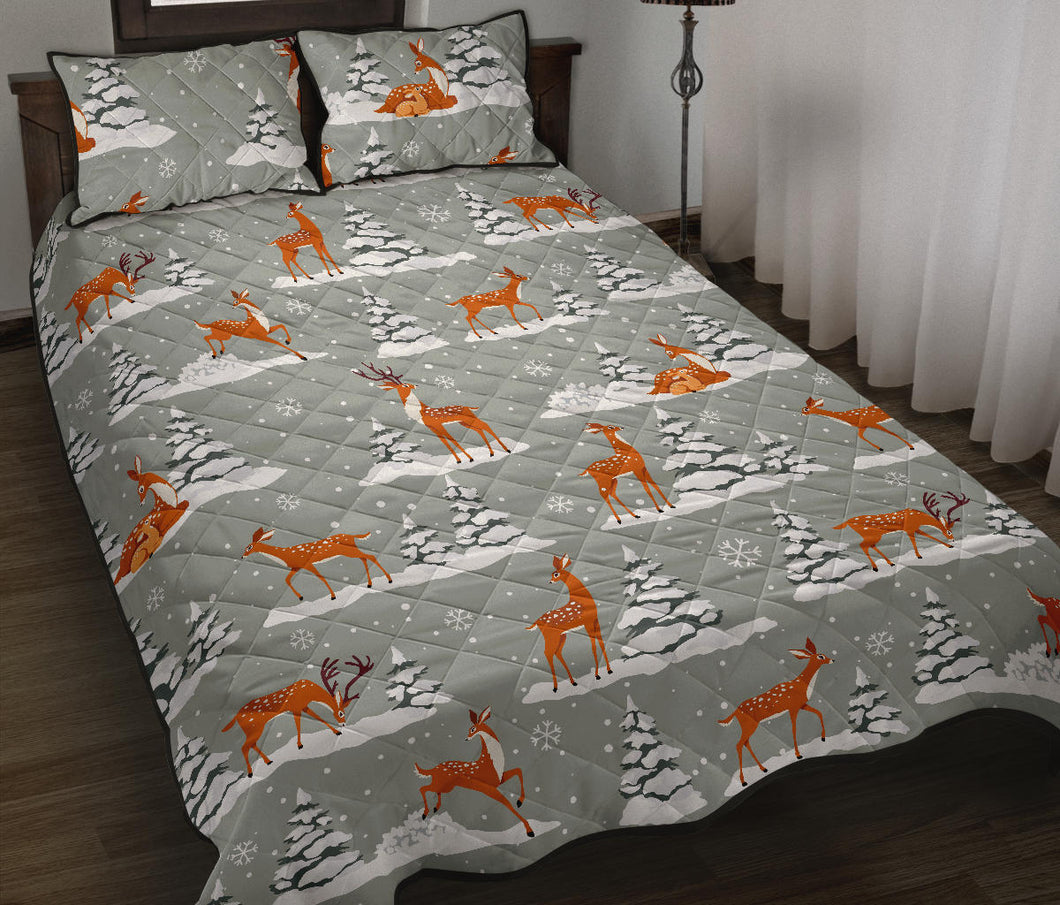 Beautiful deers Winter Christmas Quilt Bed Set