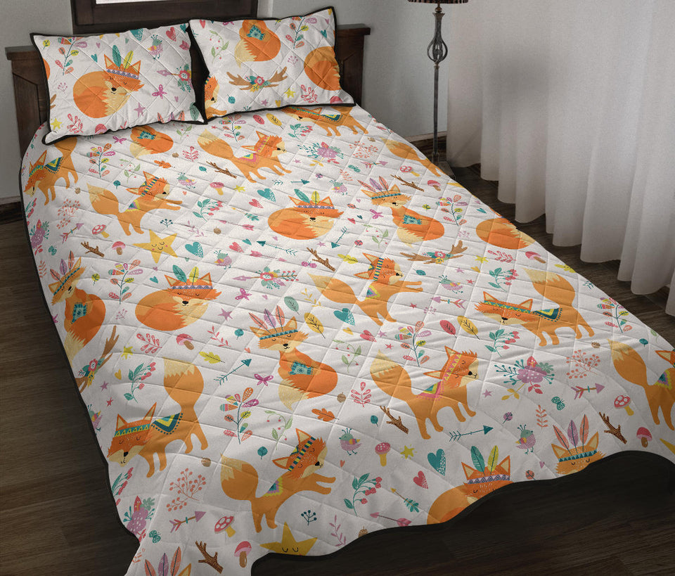 cute tribal fox pattern Quilt Bed Set