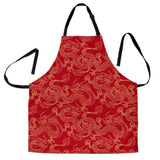 Gold Dragons Red Background Adjustable Apron