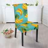 Banana Palm Leaves Pattern Background Dining Chair Slipcover