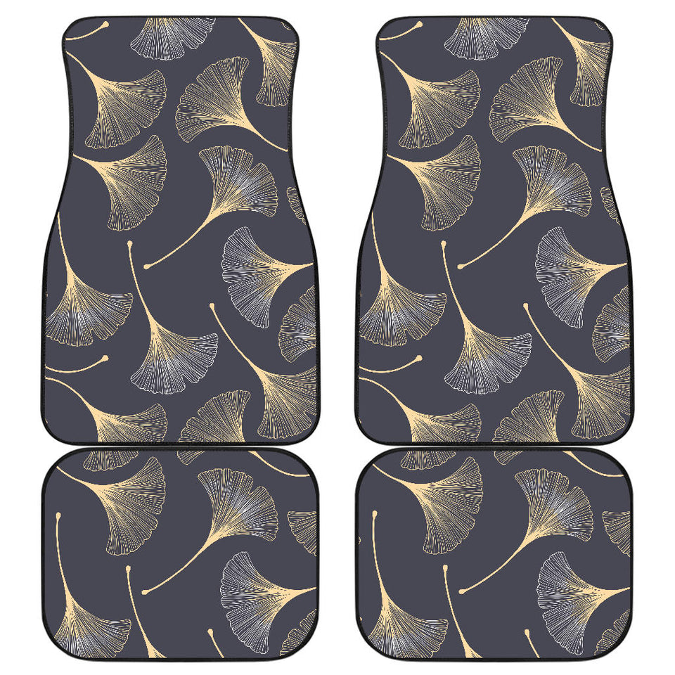 Gold Ginkgo Leaves Front And Back Car Mats