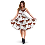 Horses Running Pattern Background Sleeveless Midi Dress