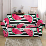 Watercolor Paint Textured Watermelon Pieces Loveseat Couch Slipcover