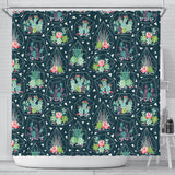 Cactus Glass Terrarium Pattern Shower Curtain Fulfilled In US
