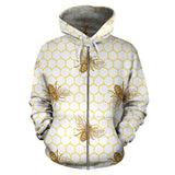 Bee Honeycomb Seamless Design Pattern Zip Up Hoodie