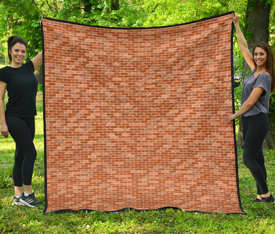 Brick Printed Pattern Print Design 02 Premium Quilt
