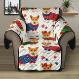 Corgi Christmas Pattern Recliner Cover Protector