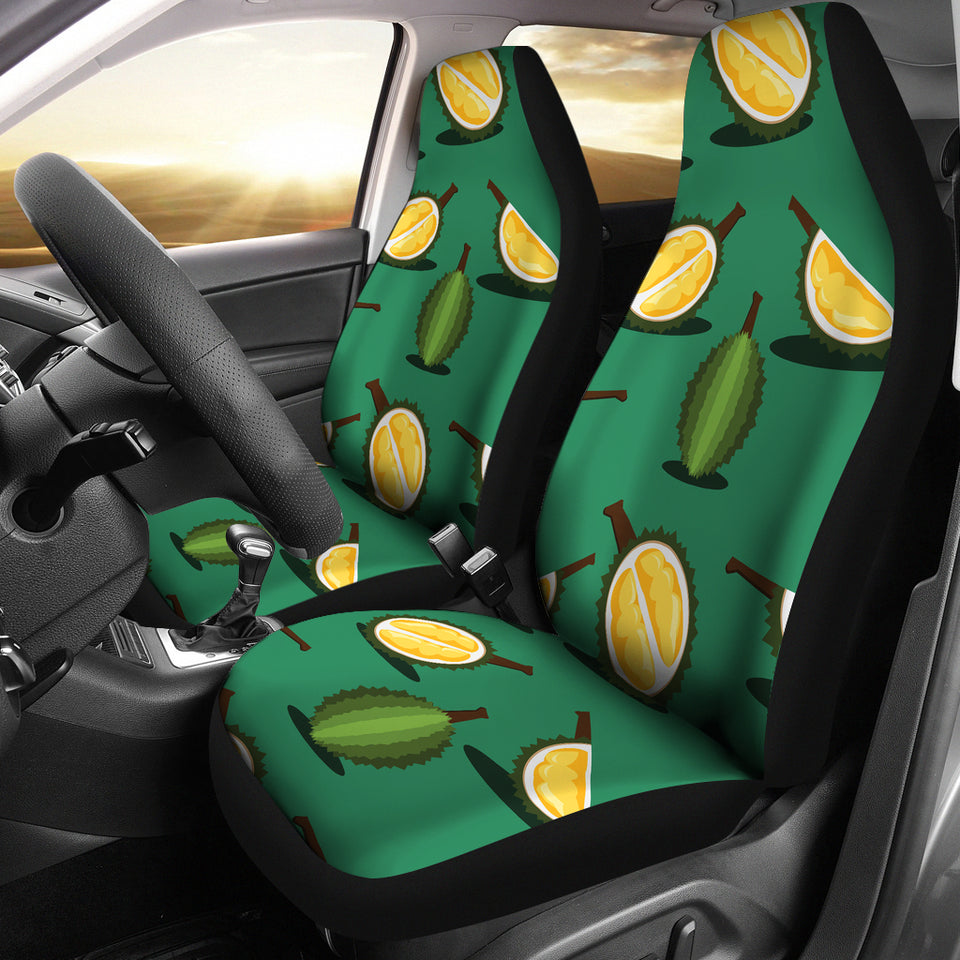 Durian Pattern Green Background Universal Fit Car Seat Covers