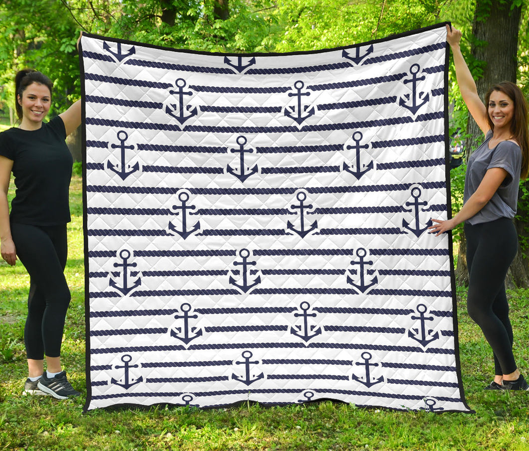 Anchor Rope Nautical  Pattern Premium Quilt