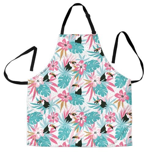 Toucan Tropical Flower Leave Pattern Adjustable Apron