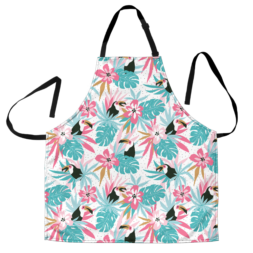 Toucan Tropical Flower Leave Pattern Adjustable Apron