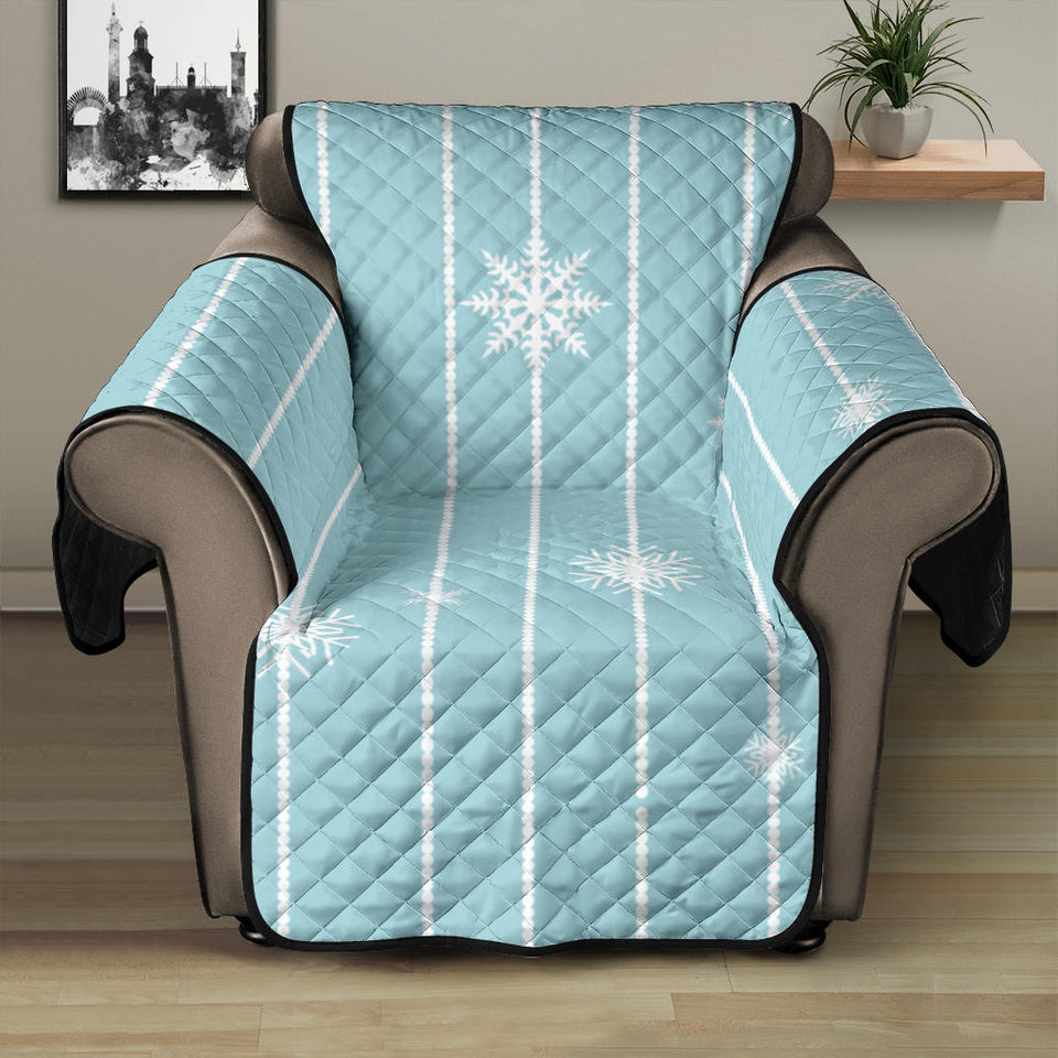 Snowflake pattern blue stripe background Recliner Cover Protector