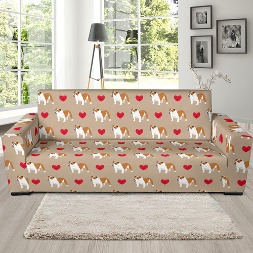 English Bulldog Pattern Print Design 05 Sofa Slipcover