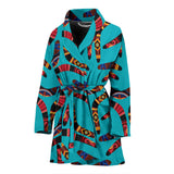 Boomerang Australian Aboriginal Ornament Blue Background Women'S Bathrobe