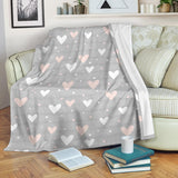 Heart Pattern Gray Background Premium Blanket