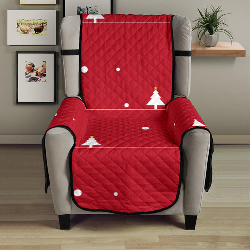 Christmas tree star snow red background Chair Cover Protector