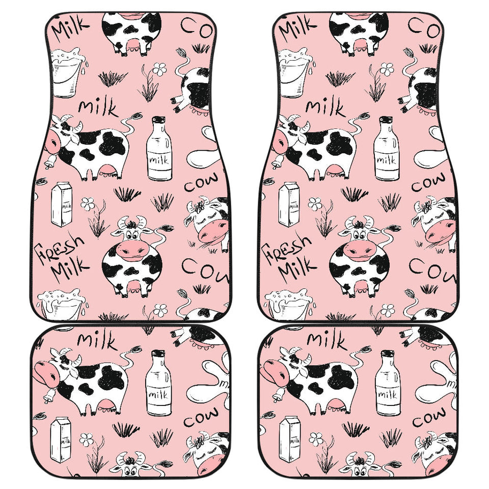 Cows Milk Product Pink Background Front And Back Car Mats