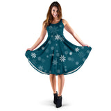 Snowflake Pattern Dark Background Sleeveless Midi Dress