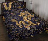 Gold dragon pattern Quilt Bed Set
