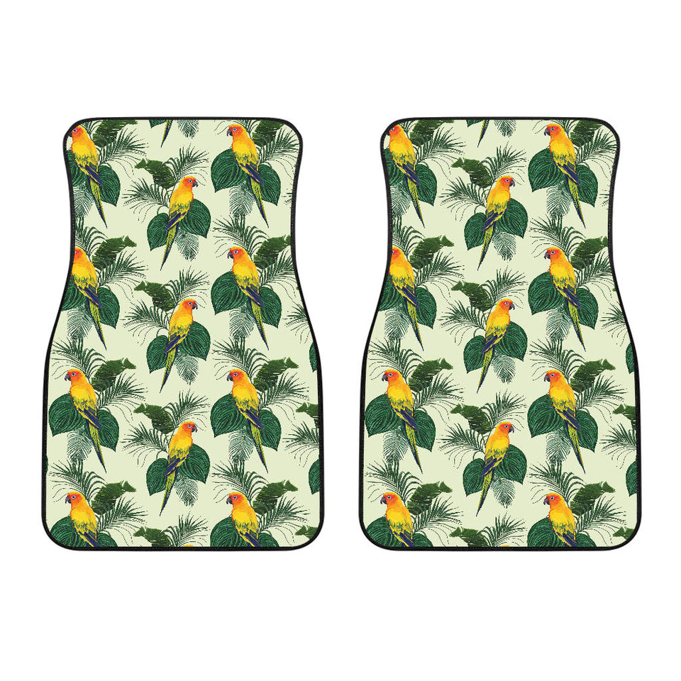 Beautiful Parrot Palm Leaves Pattern Front Car Mats