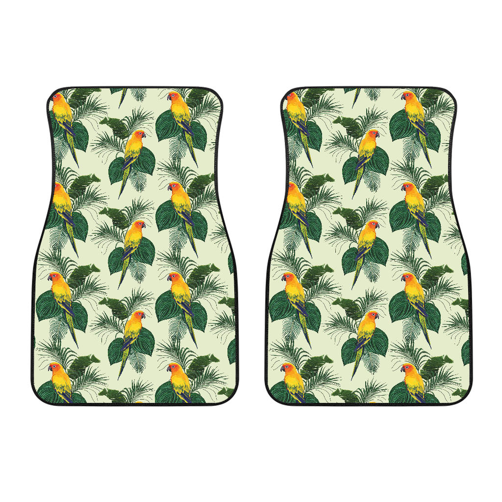 Beautiful Parrot Palm Leaves Pattern Front Car Mats