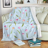 Watercolor Tulips Pattern Premium Blanket