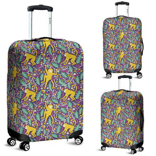 Cute Yellow Monkey Leaves Pattern Luggage Covers