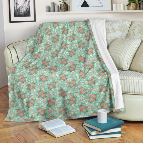 Hippopotamus Pattern Print Design 02 Premium Blanket