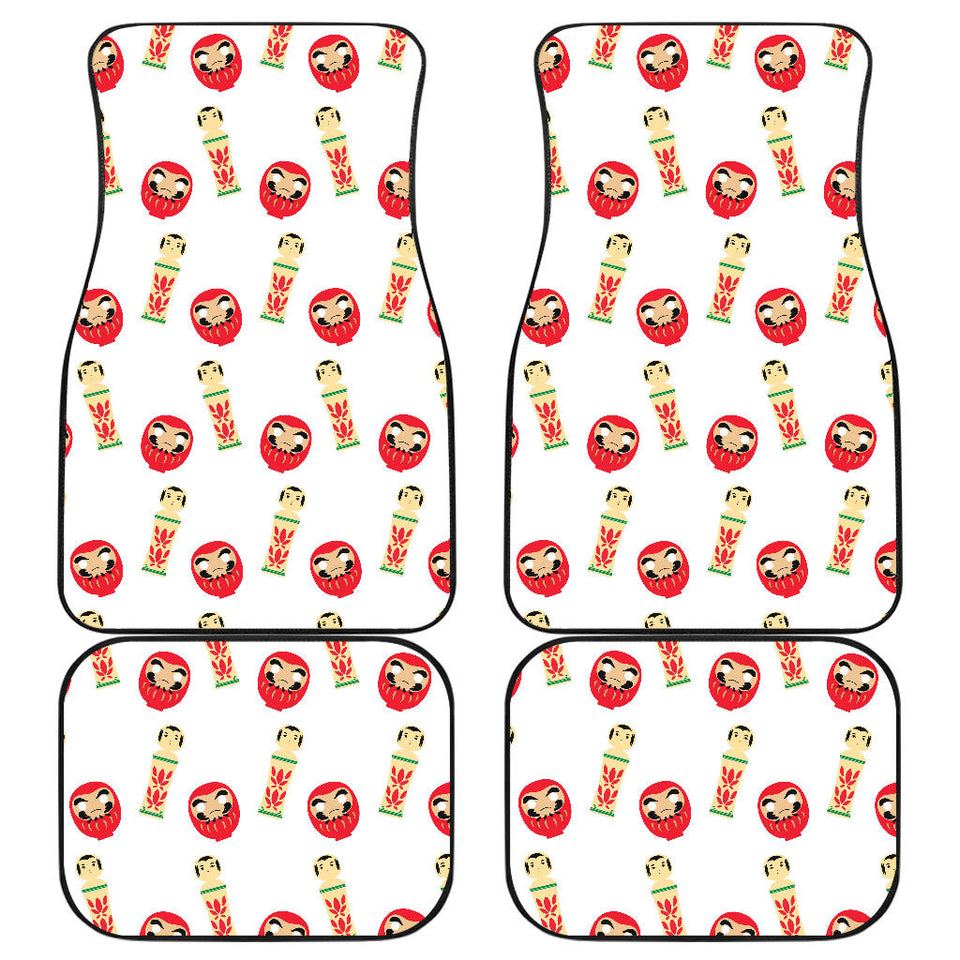 Daruma Japanese Wooden Doll Front And Back Car Mats