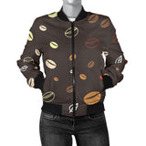 Coffee Bean Leave Pattern Women'S Bomber Jacket