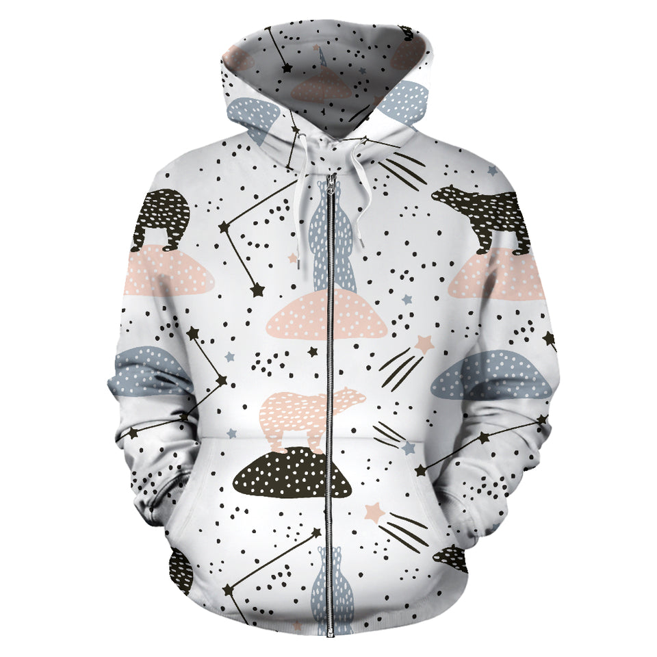 Polar Bears Star Poka Dot Pattern Zip Up Hoodie