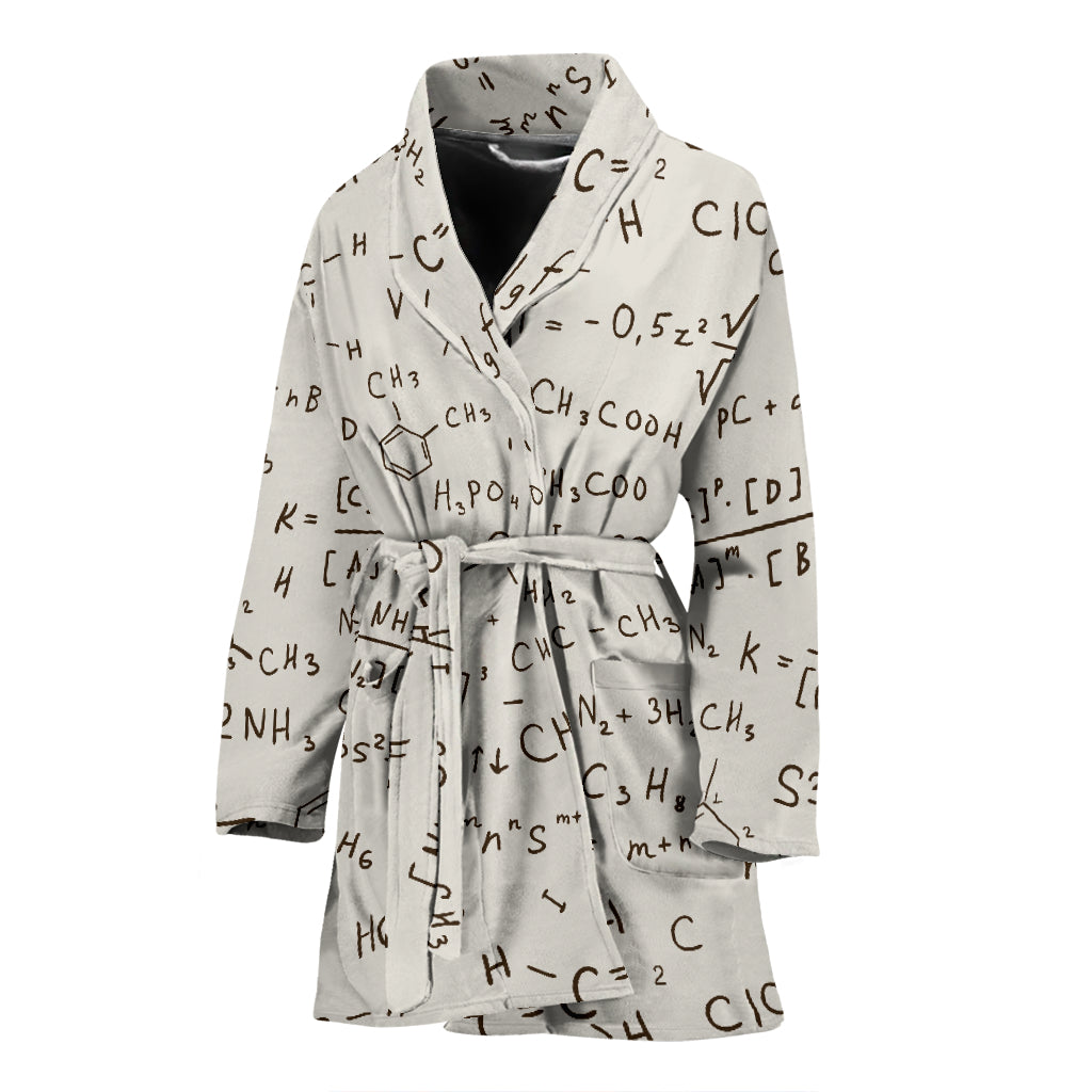 Chemistry Periodic Table Pattern Print Design 04 Women's Bathrobe
