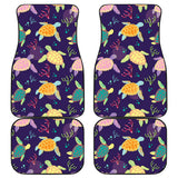 Colorful Sea Turtle Pattern Front And Back Car Mats