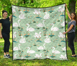 White Swan Lake Pattern Premium Quilt