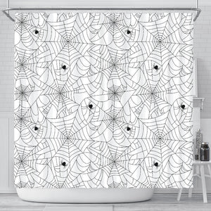 Spider Web Cobweb Pattern White Background Shower Curtain Fulfilled In US