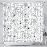 Spider Web Cobweb Pattern White Background Shower Curtain Fulfilled In US