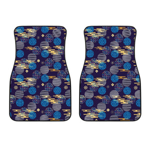 Blue Japanese Pattern Cloud Wave Flower Front Car Mats