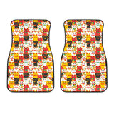 Colorful Maneki Neko Lucky Cat Pattern Front Car Mats