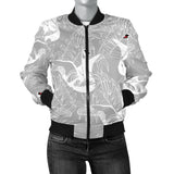 White Swan Gray Background Women'S Bomber Jacket