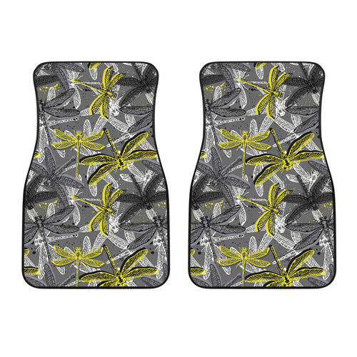 Hand Drawn Dragonfly Pattern Front Car Mats
